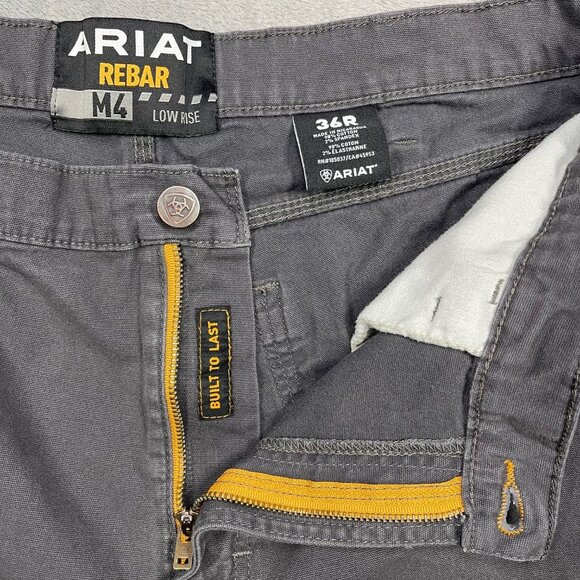 Ariat Rebar M4 Low Rise Work Shorts‎ 36R Gray Cotton Blend Built To Last - Picture 2 of 8